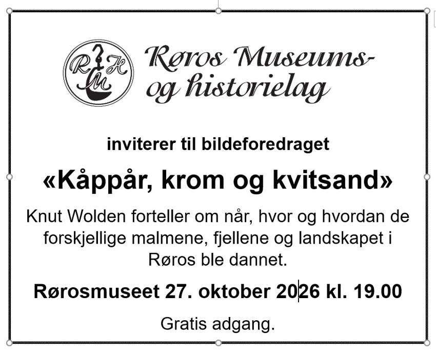 Kåppår krom og kvitsand; foredrag 27. oktober 2026